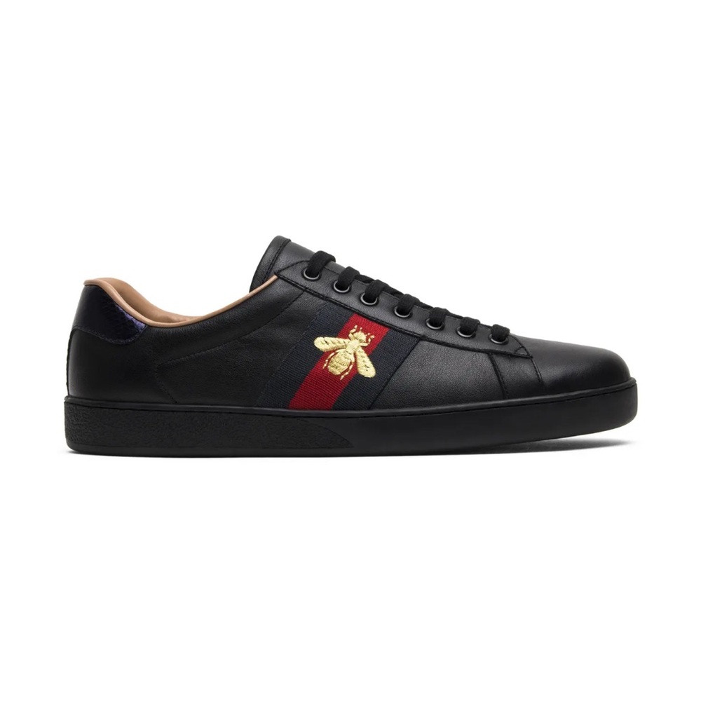 Gucci Black and Red Sneakers with Gold Bee